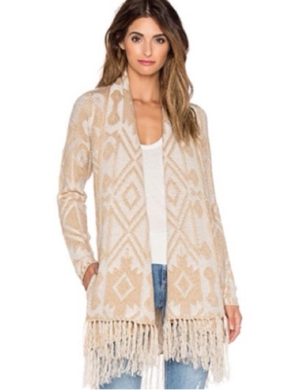Show Me Your Mumu Nevada Sweater Brown Fringe Cardigan Size Medium Festival